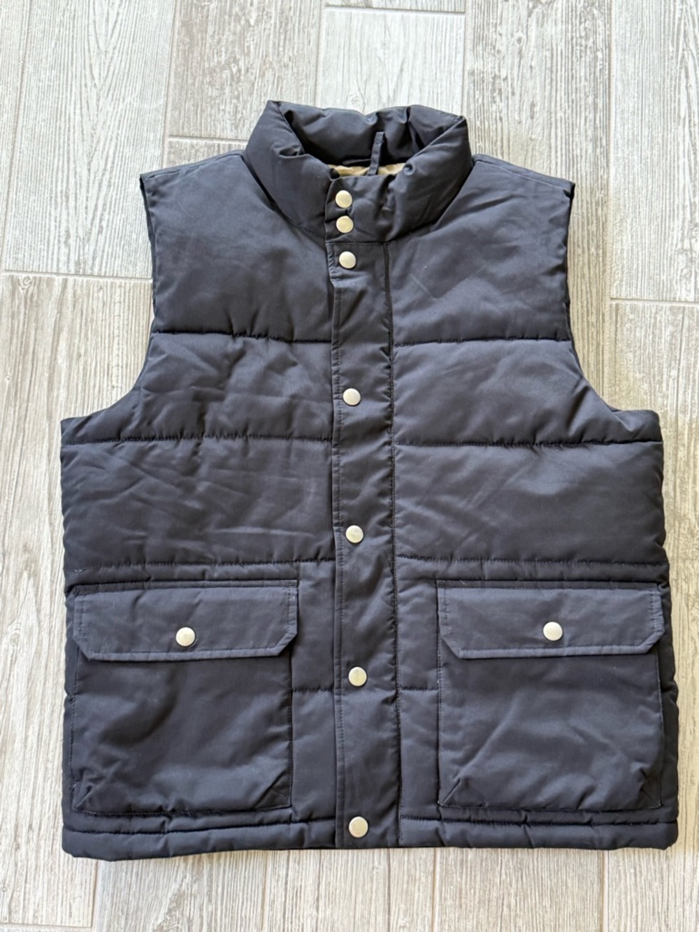 Old Navy Black Quilted Puffer Vest with Cream Lining - medium